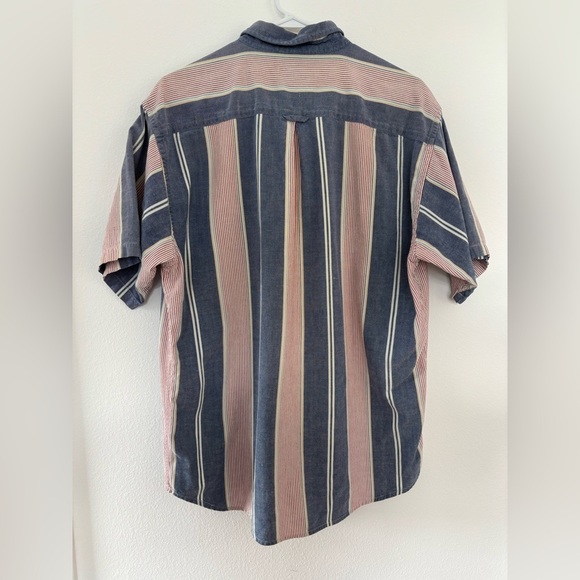 Vintage Button Down Mens Large Blue Red Cotton Preppy Retro USA Coastal Beach - Picture 2 of 8